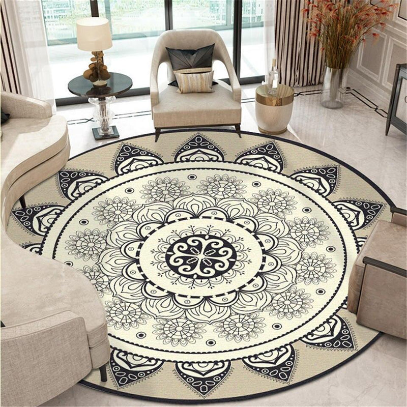 Grand Tapis Rond Beige