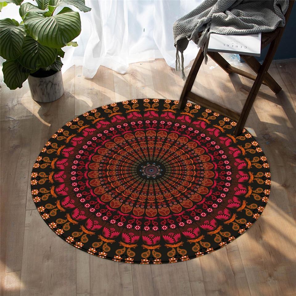 Grand Tapis Rond Coloré