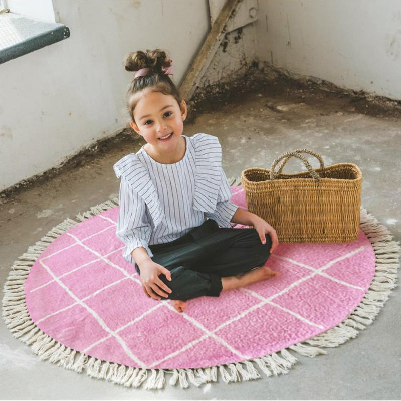 Tapis Berbère Blanc et Rose