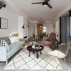 Tapis Berbère Blanc Losange Noir