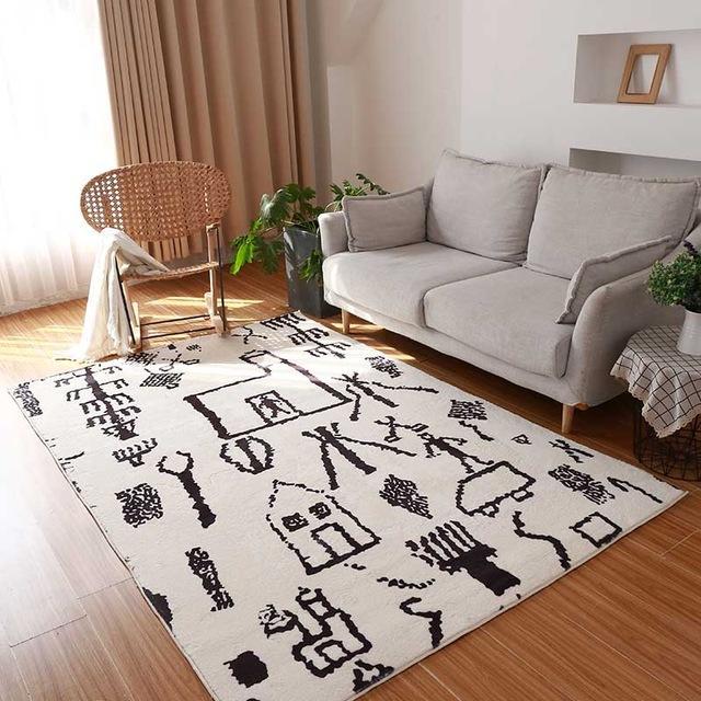 Tapis Berbère Marocain Noir et Blanc 