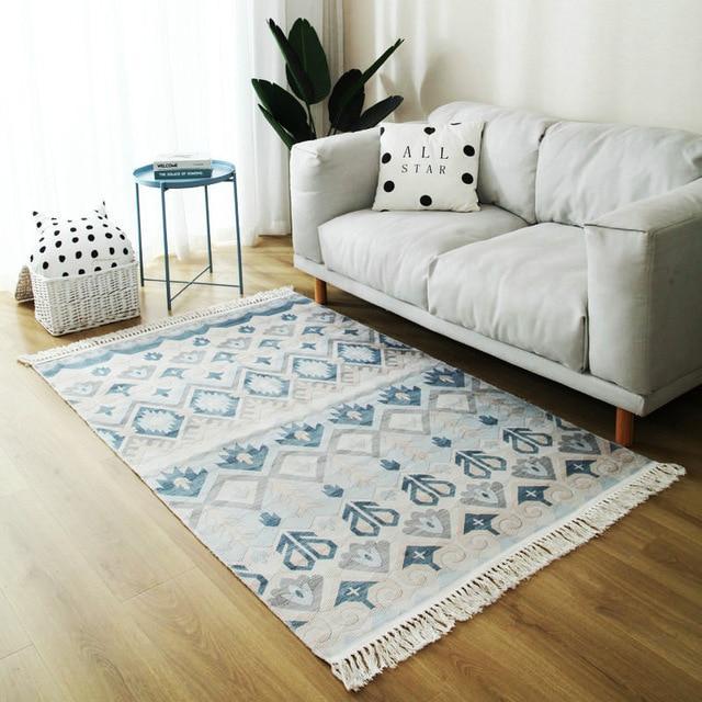 Tapis Blanc Gris Bleu