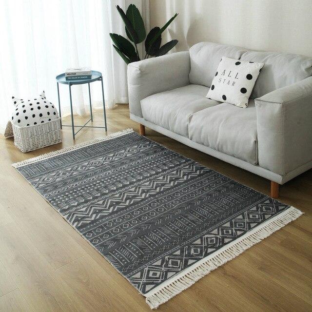 Tapis Coton Noir et Blanc