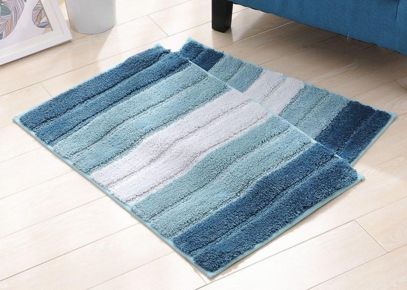 Tapis de Bain Blanc et Bleu 