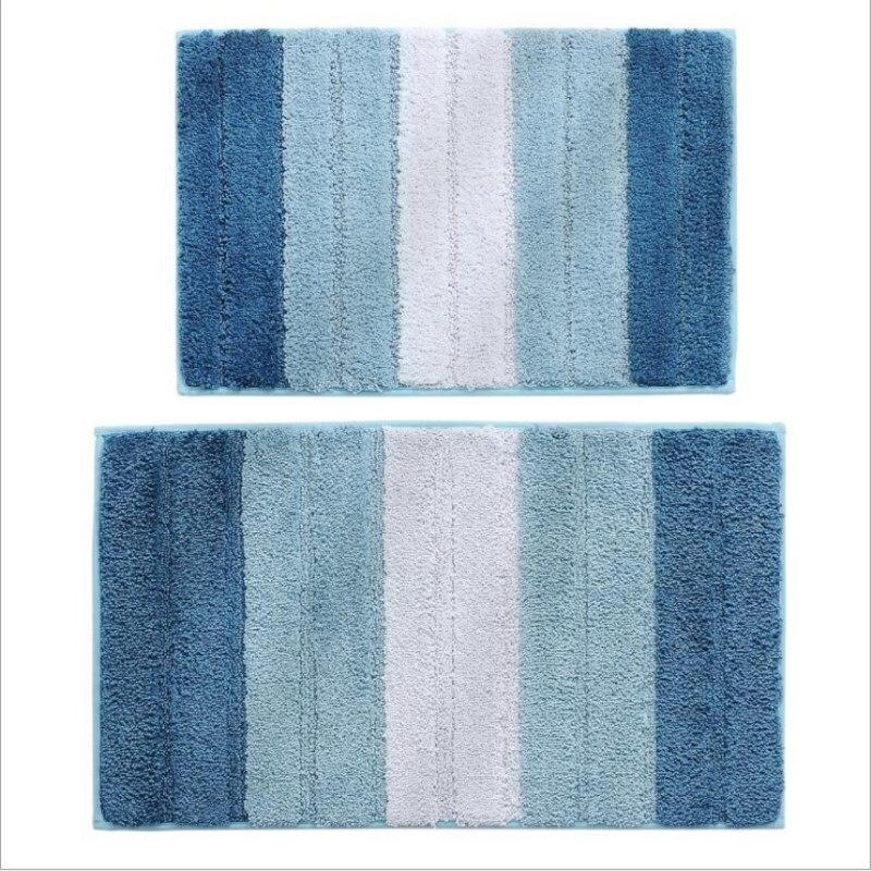 Tapis de Bain Blanc et Bleu