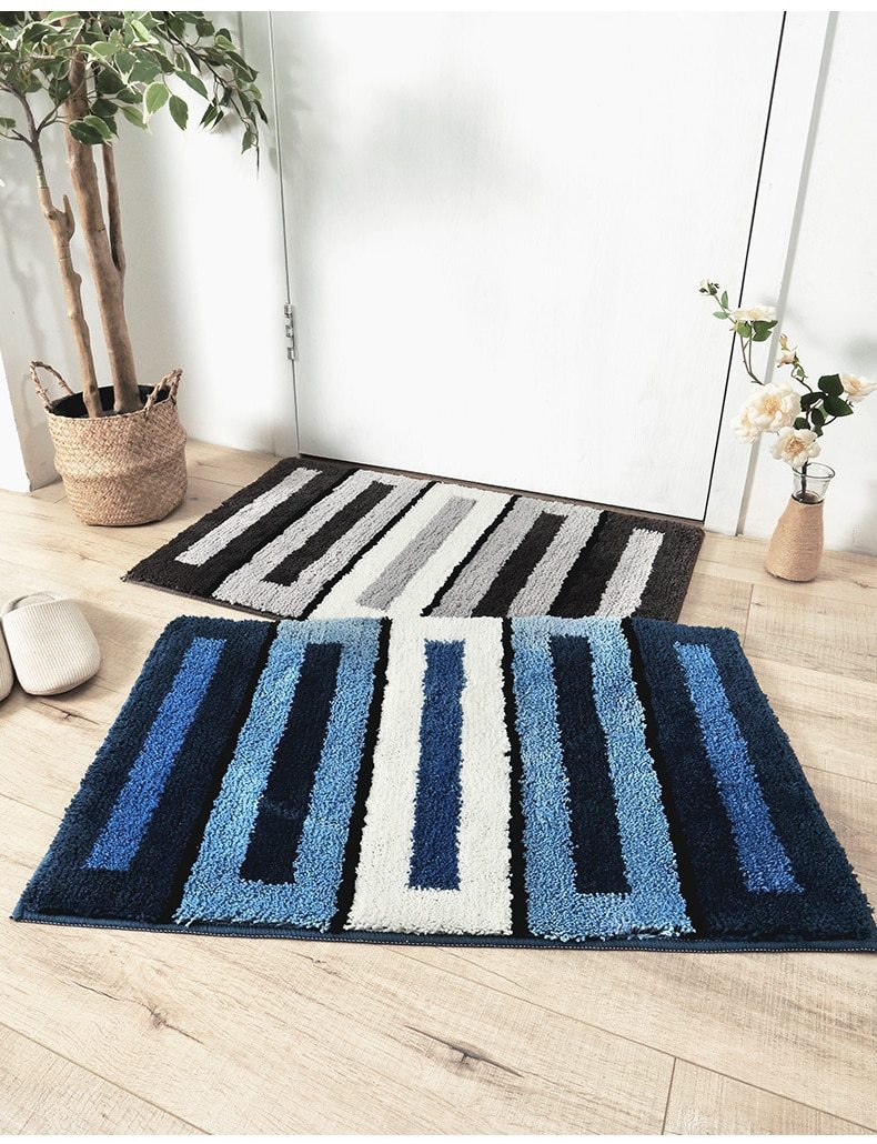 Tapis de Bain Bleu et Blanc