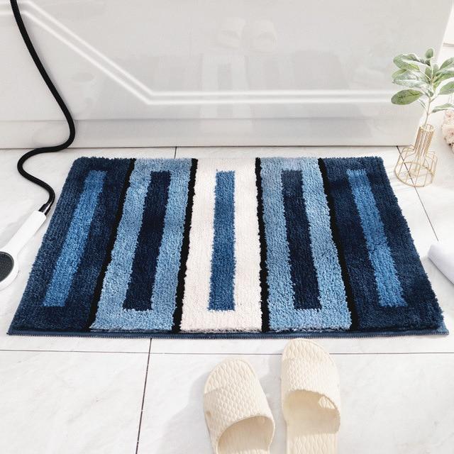 Tapis de Bain Bleu et Blanc