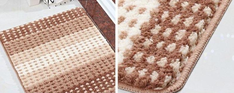 Tapis de Bain Épais Marron et Beige