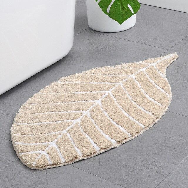 Tapis de Bain Feuille Beige