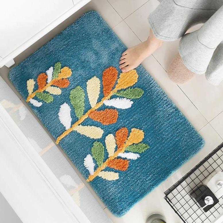 Tapis de Bain Fleuri Bleu
