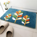 Tapis de Bain Fleurs Bleu