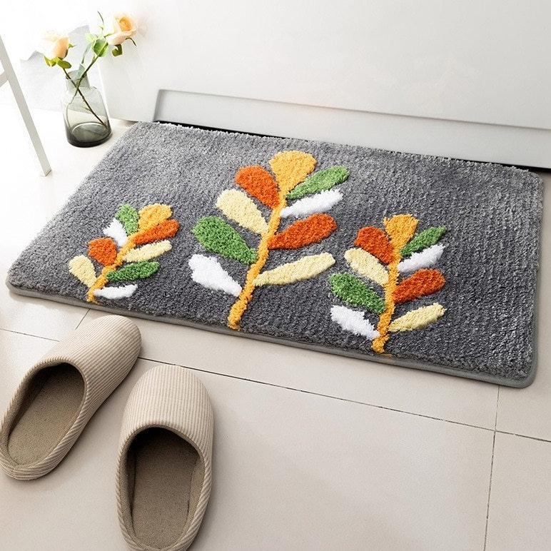 Tapis de Bain Fleurs Gris