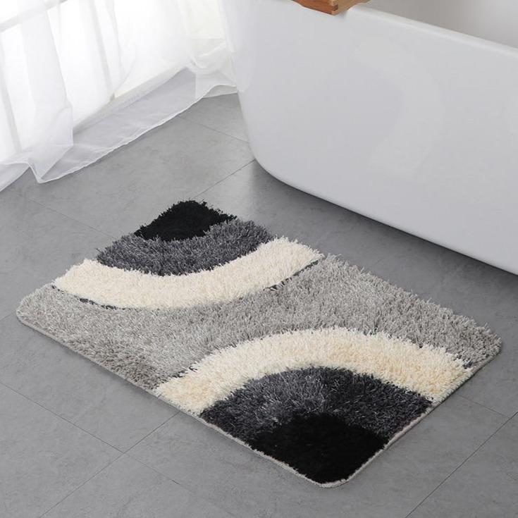 Tapis de Bain Gris et Noir Doux