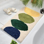 Tapis de Bain Vert et Blanc Coton