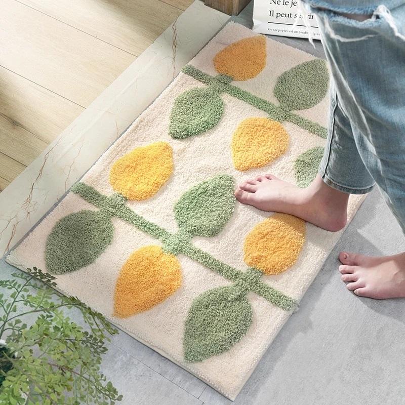 Tapis de Bain Vert Jaune Doux