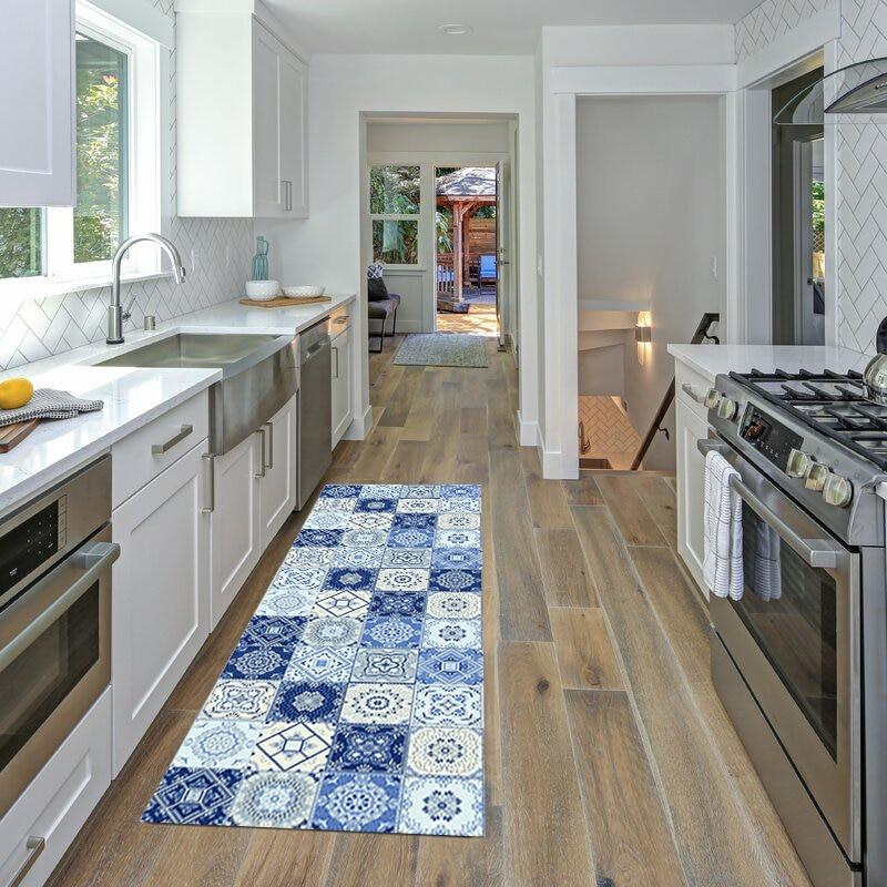 Tapis de Cuisine Bleu Canard