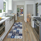 Tapis de Cuisine Carreaux de Ciment Bleu