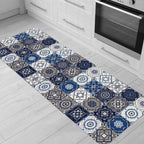 Tapis de Cuisine Carreaux de Ciment Bleu