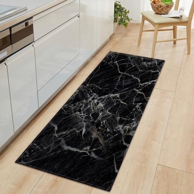 Tapis de Cuisine Marbre Noir