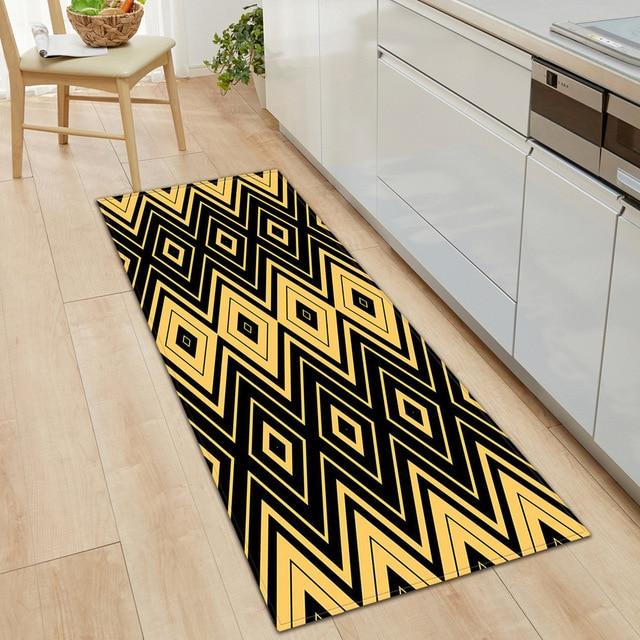 Tapis de Cuisine Noir et Jaune