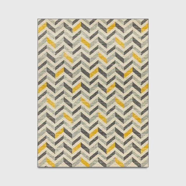 Tapis Jaune Moutarde et Gris