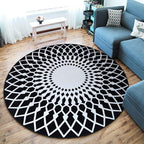 Tapis Rond Blanc et Noir