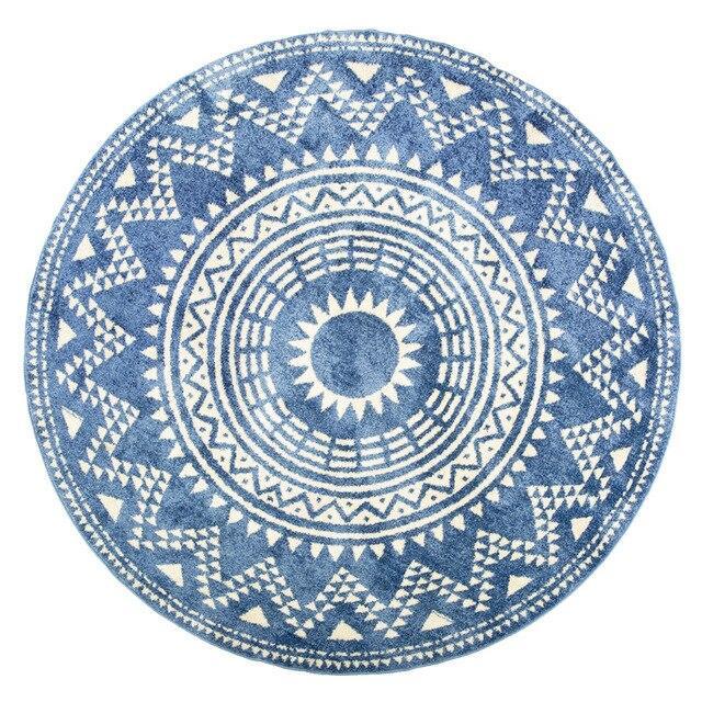 Tapis Rond Bleu Foncé
