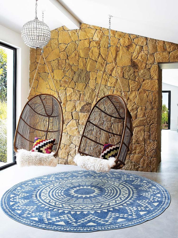 Tapis Rond Bleu Foncé