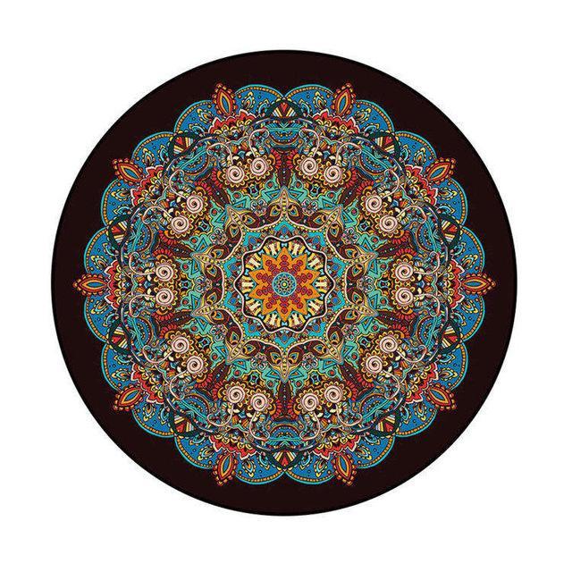 Tapis Rond Mandala Noir