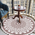 Tapis Rond Marron et Blanc