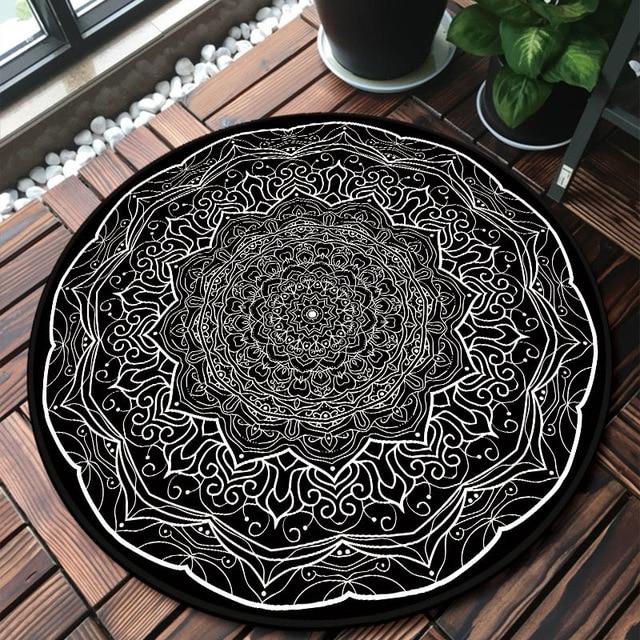 Tapis Rond Noir Blanc