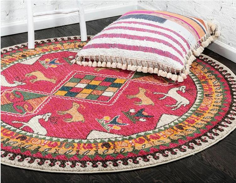 Tapis Rond Rose Fuchsia