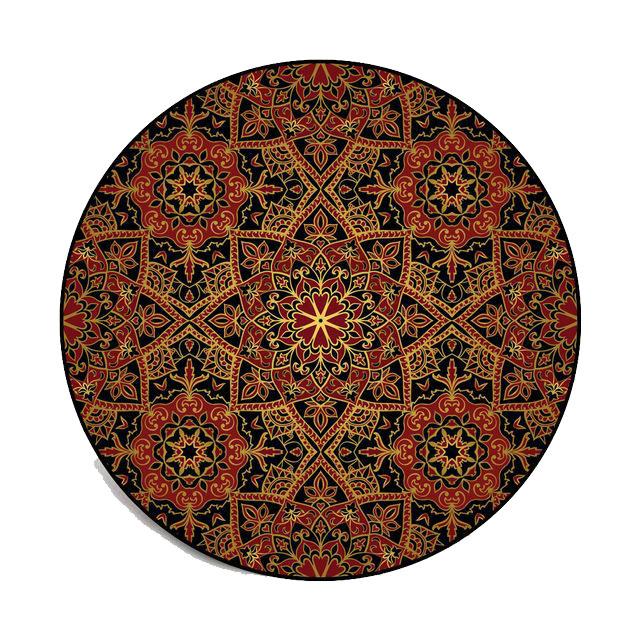 Tapis Rond Rouge et Noir