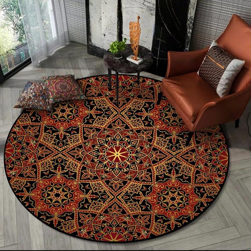 Tapis Rond Rouge et Noir