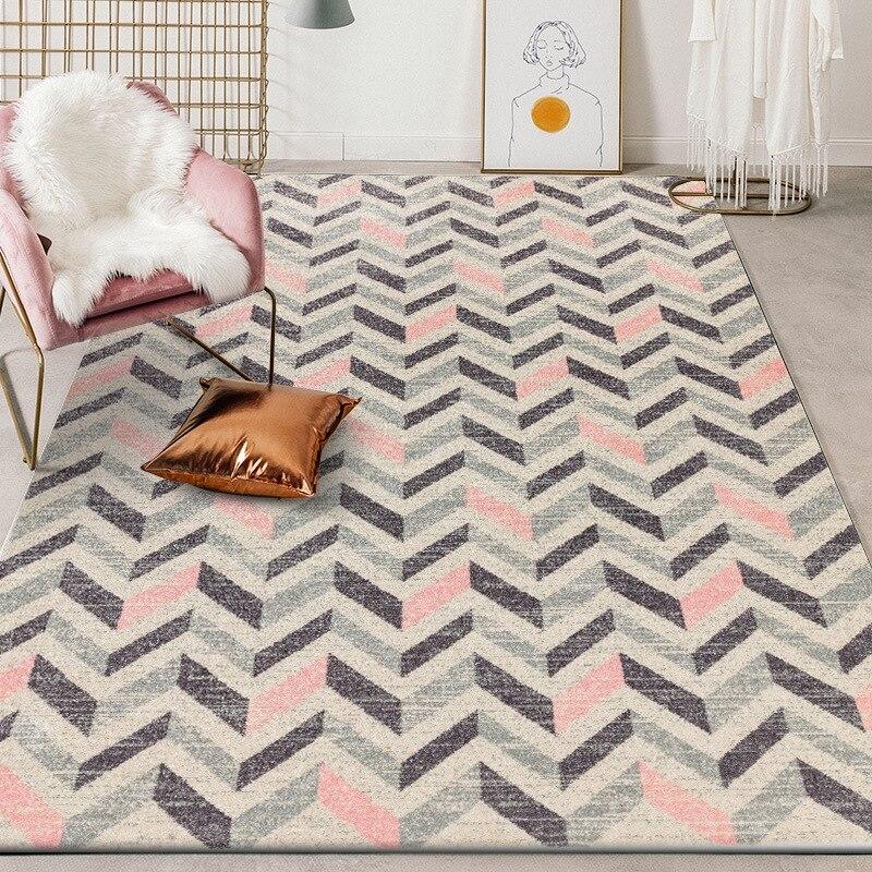 Tapis Rose Poudré et Gris