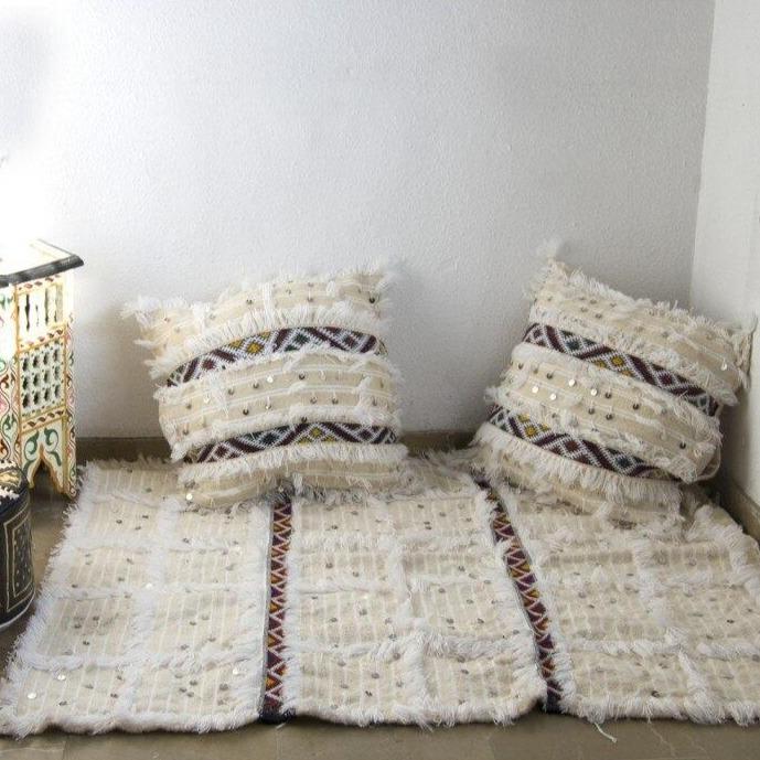 Tapis Berbère Blanc Rare 