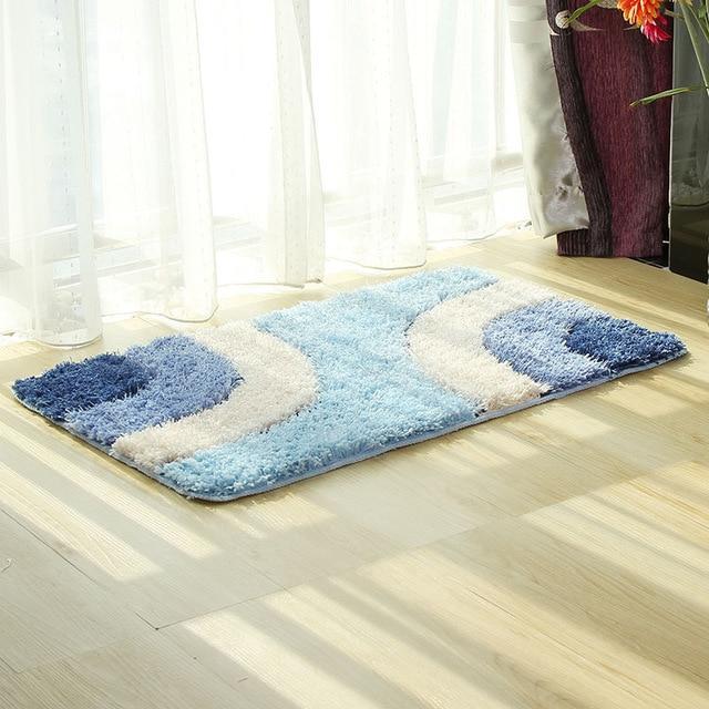 Tapis Salle de Bain Bleu et Blanc