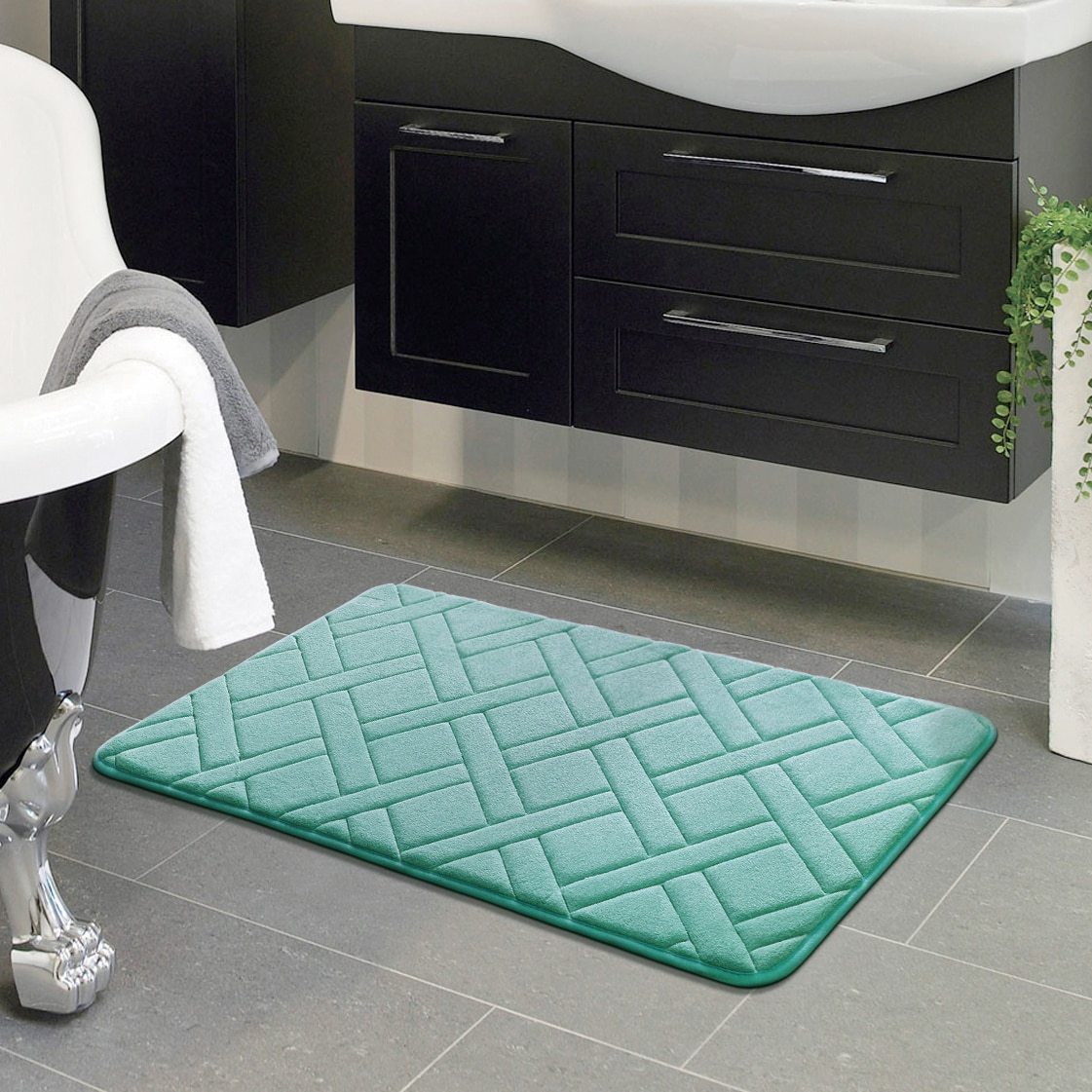 Tapis Salle de Bain Bleu Turquoise