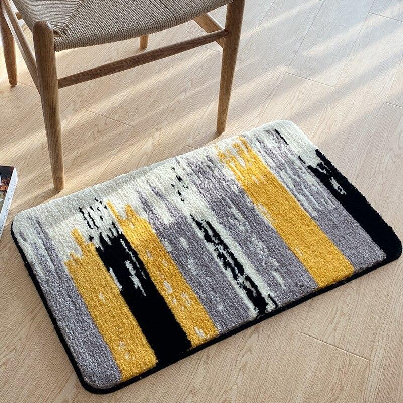 Tapis Salle de Bain Jaune et Gris Grand