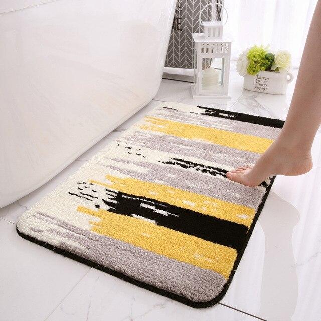 Tapis Salle de Bain Jaune et Gris