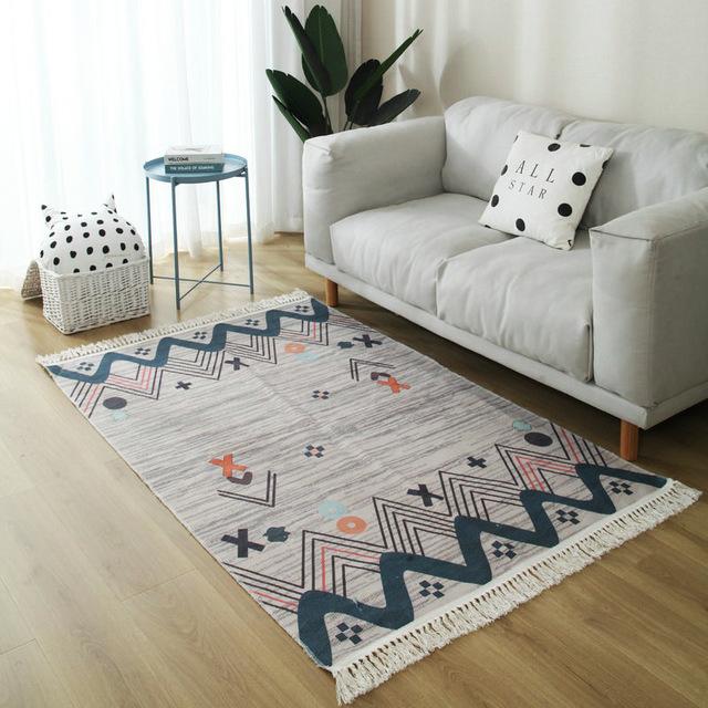 Tapis Salon Bleu et Gris