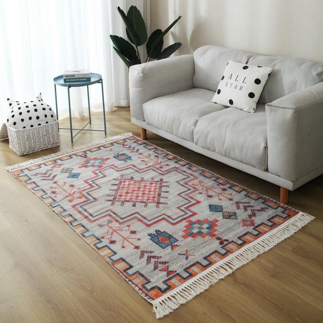 Tapis Salon Orange et Gris