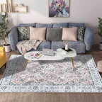 Tapis Vintage Bleu et Rose