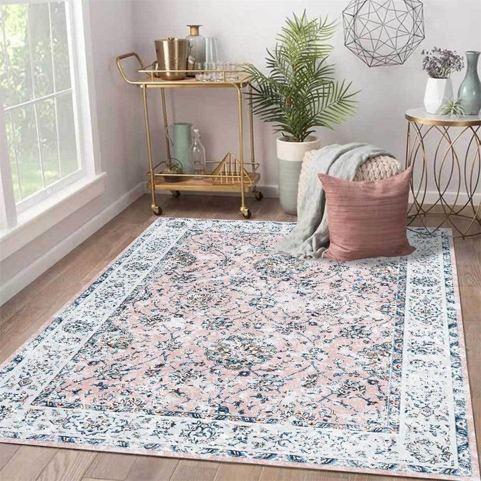 Tapis Vintage Bleu et Rose