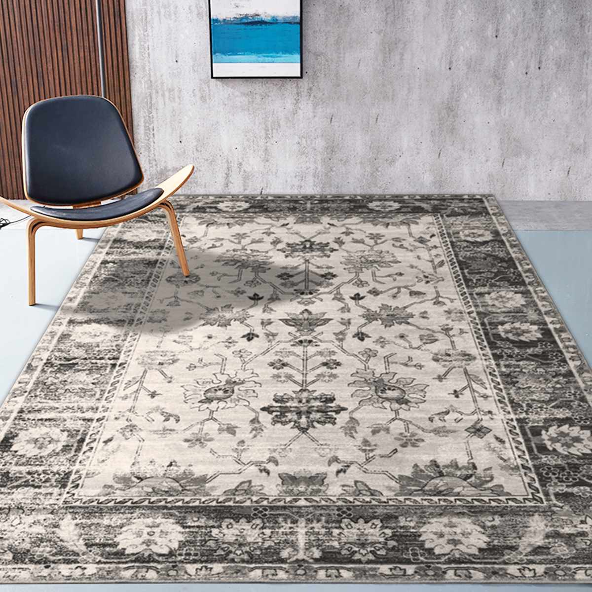 Tapis Vintage Gris Blanc