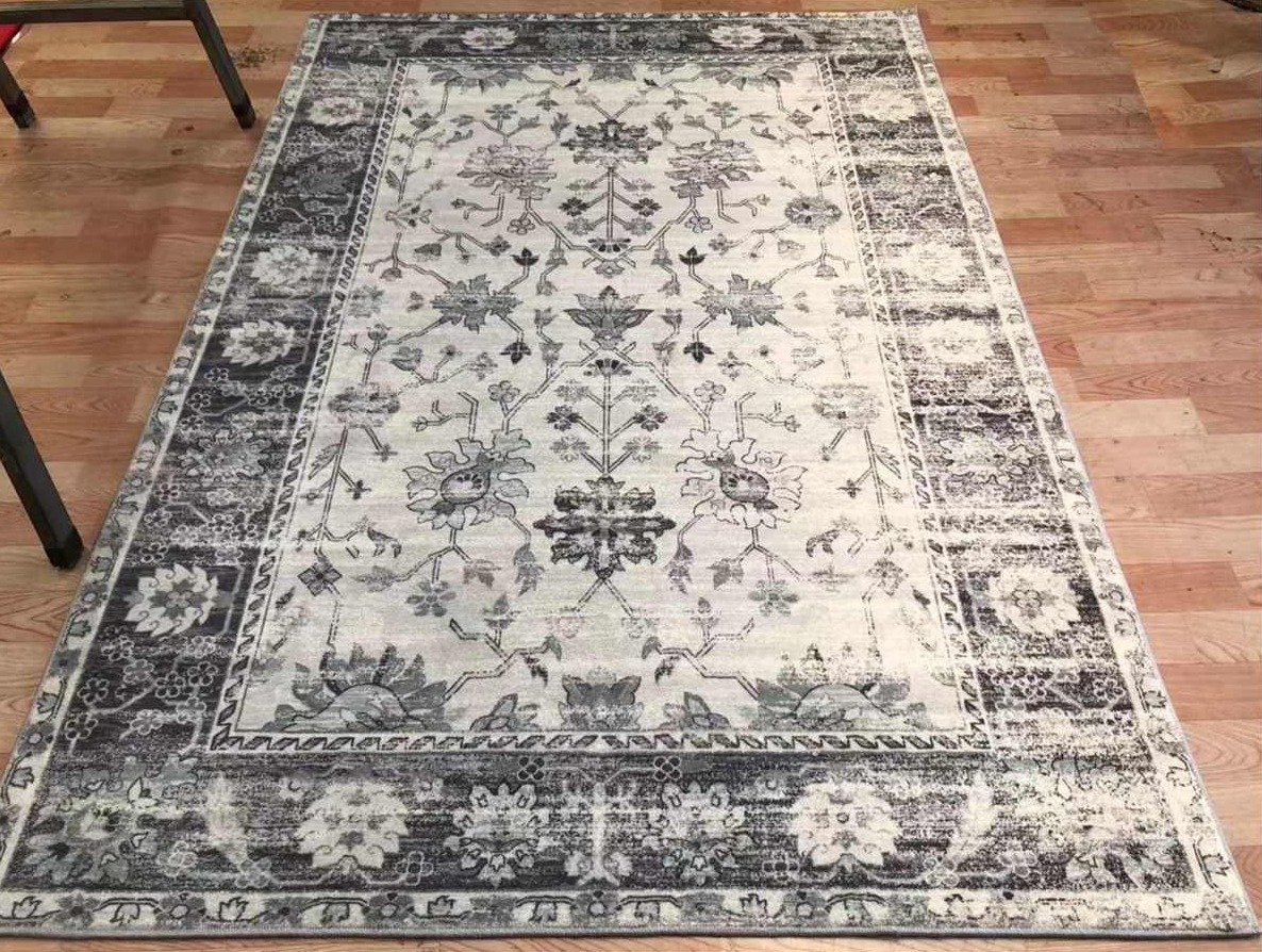 Tapis Vintage Gris Blanc