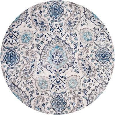 Tapis Vintage Rond Bleu