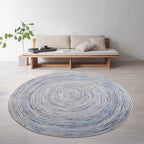 Tapis Jute Bleu Rond