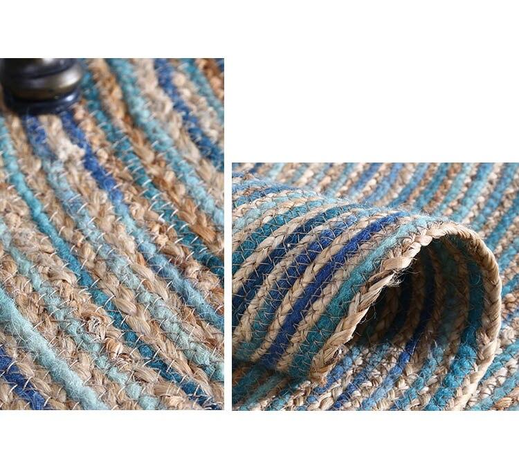 Tapis Jute Bleu Rond