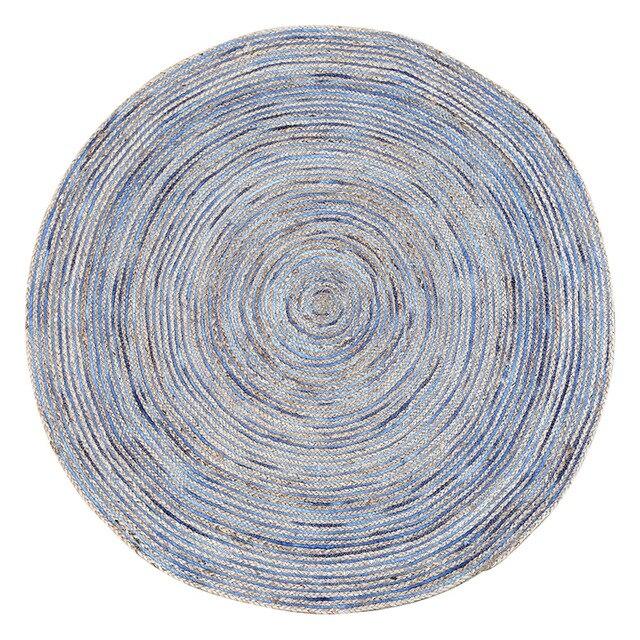 Tapis Jute Bleu Rond